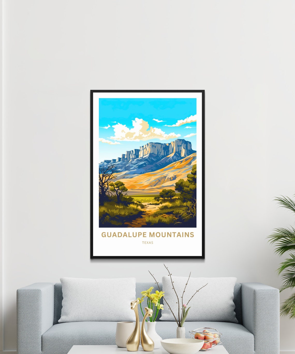 Personalized Guadalupe Mountains Texas Cliffs Custom Text Poster - Image 3