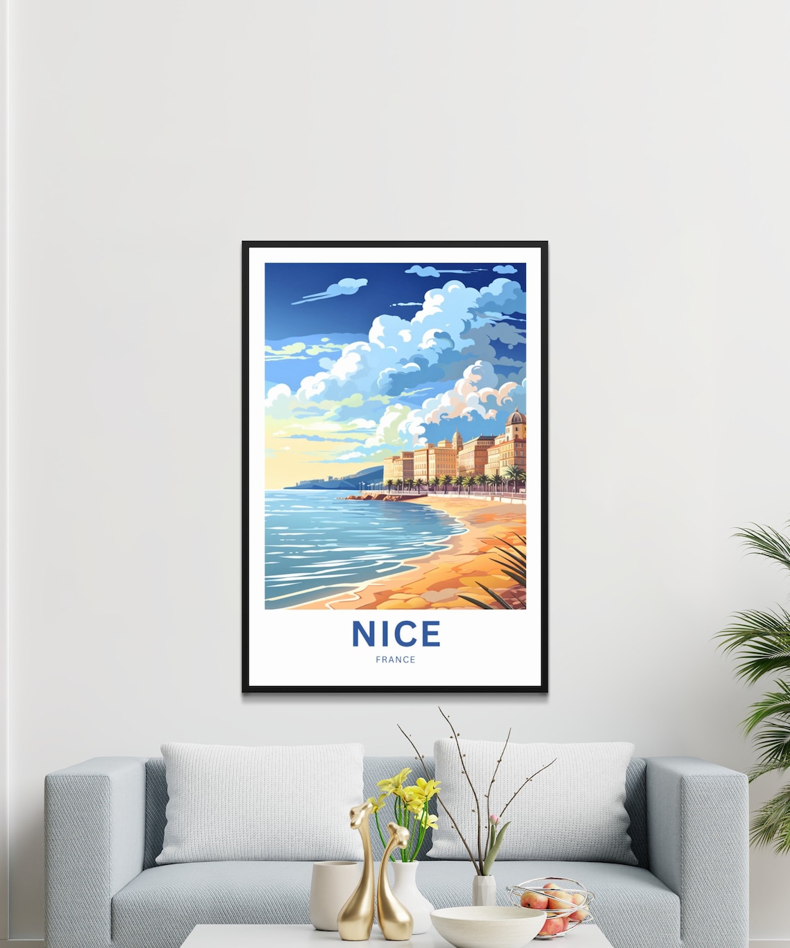 Nice France Golden Riviera Beach Promenade Cityscape View Poster - Image 3