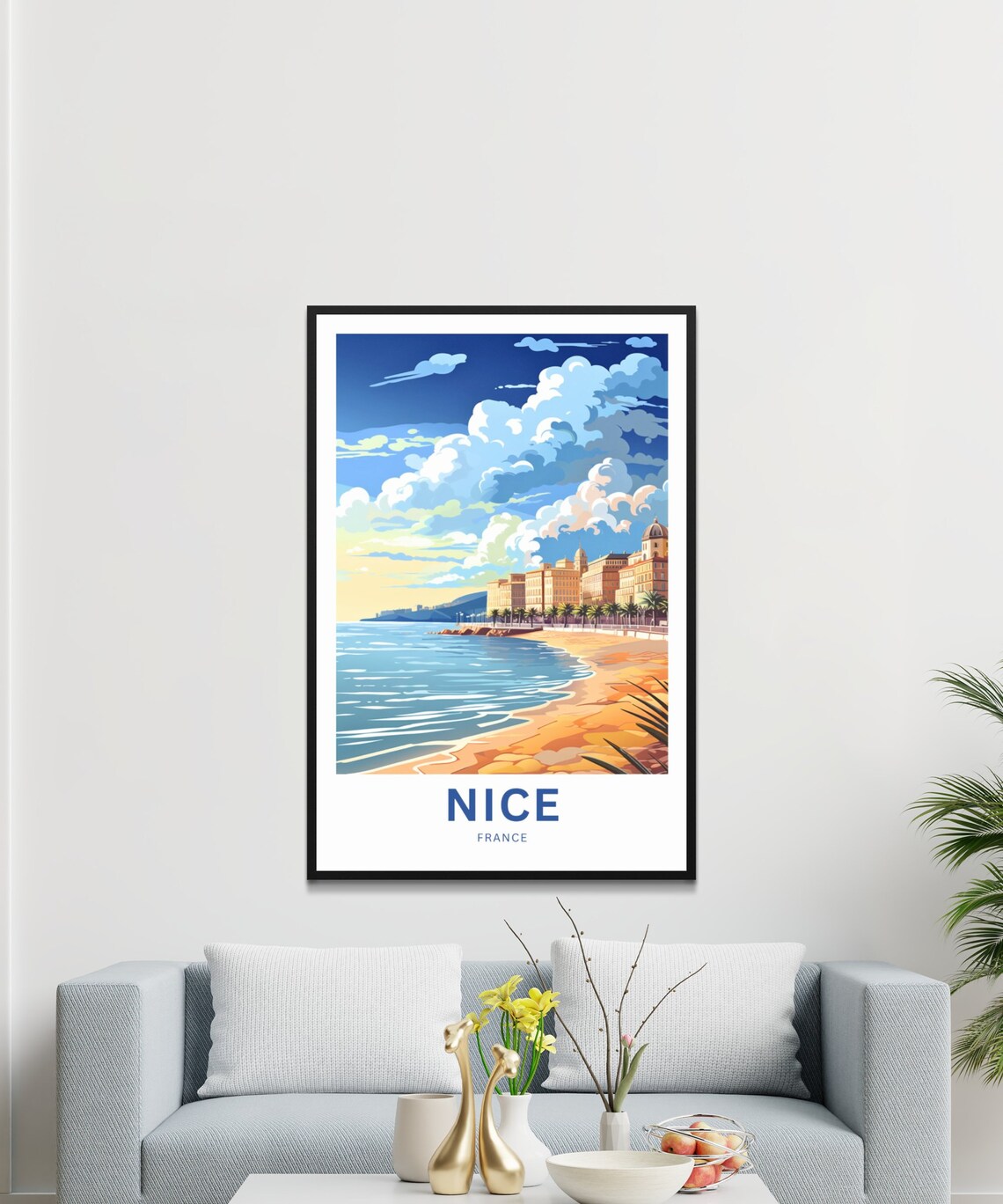 Personalized Nice France Golden Riviera Beach Promenade Poster - Image 3