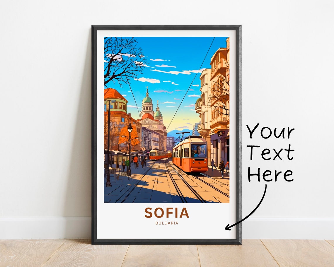 Sofia Bulgaria Customizable Tram Street Travel Poster Artwork