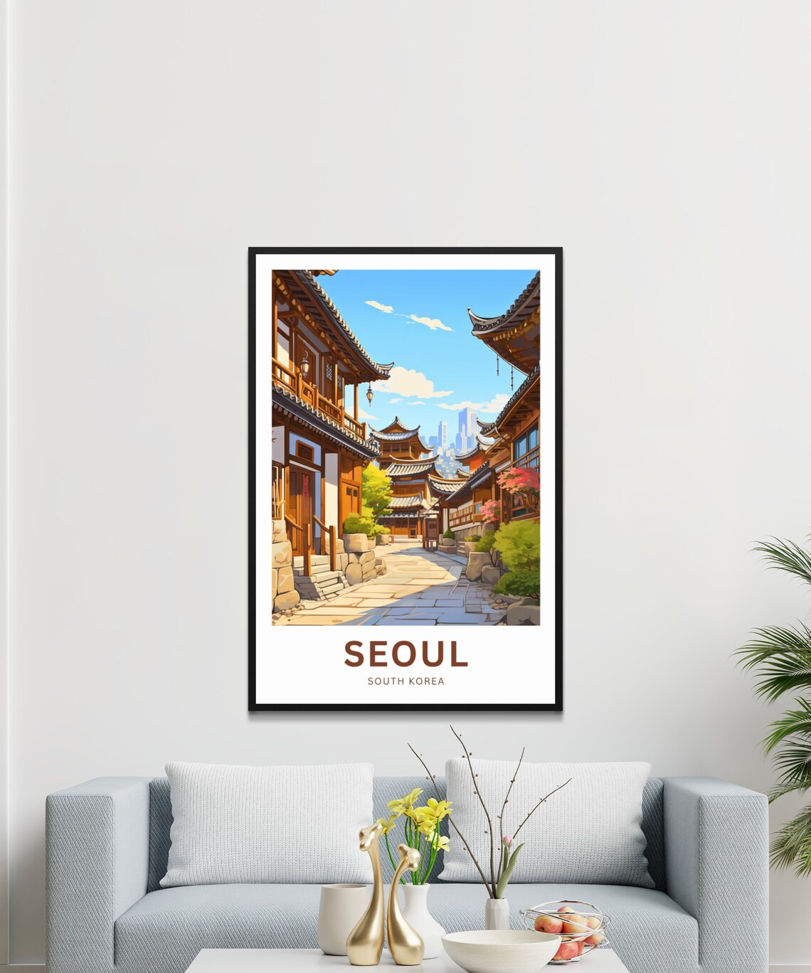 Seoul South Korea City Street Red Double Decker Travel Poster - Image 3