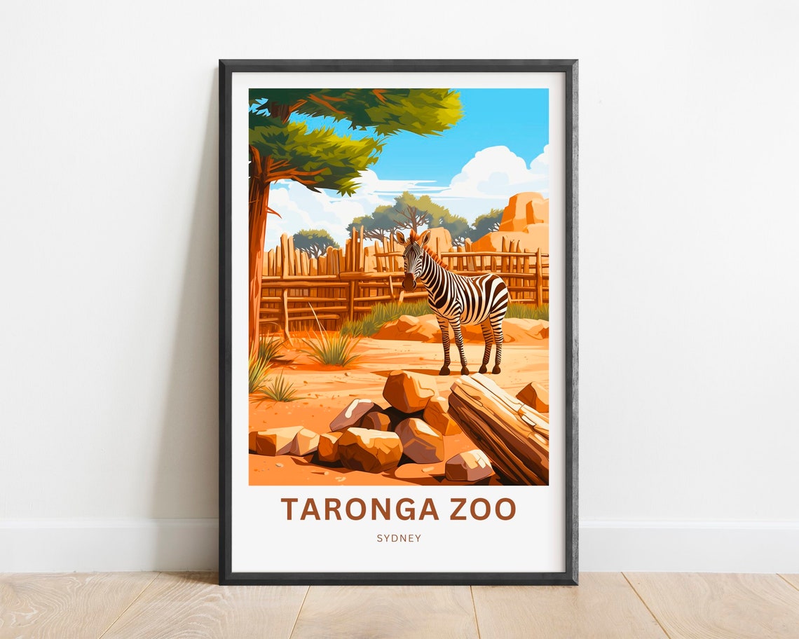 Taronga Zoo Sydney Zebra Savannah Habitat Wildlife Travel Poster