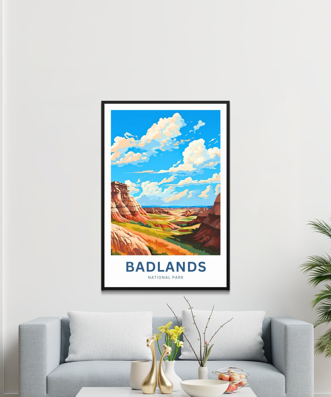 Badlands National Park Red Rock Canyon Valley Retro Travel Poster - Image 3