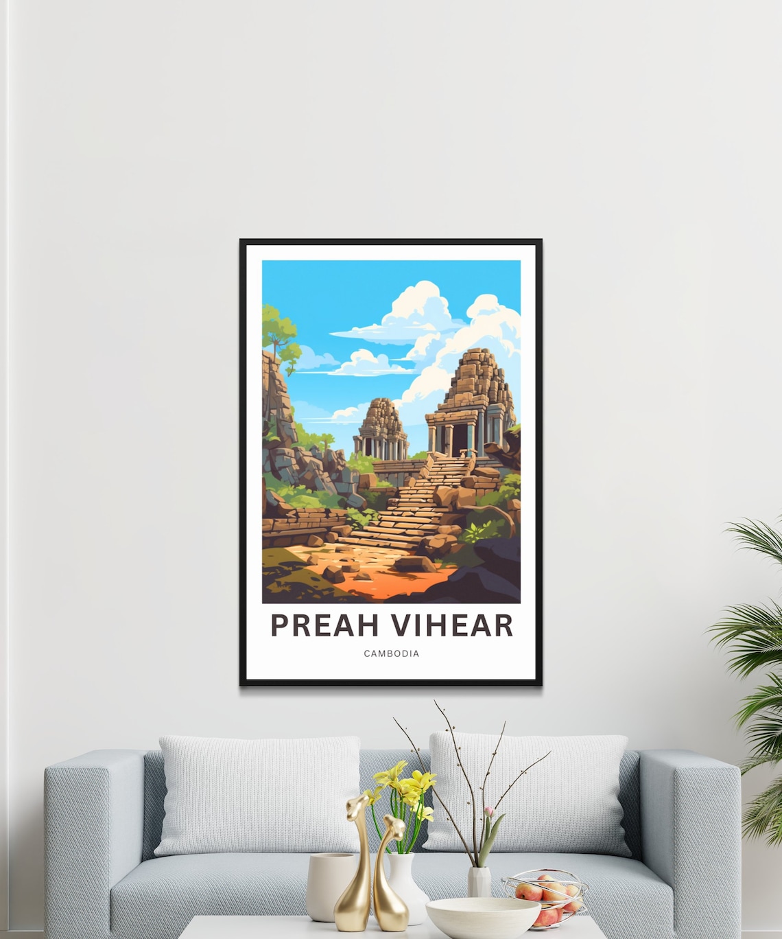 Preah Vihear Cambodia Ancient Temple Steps Scenic Travel Poster - Image 3