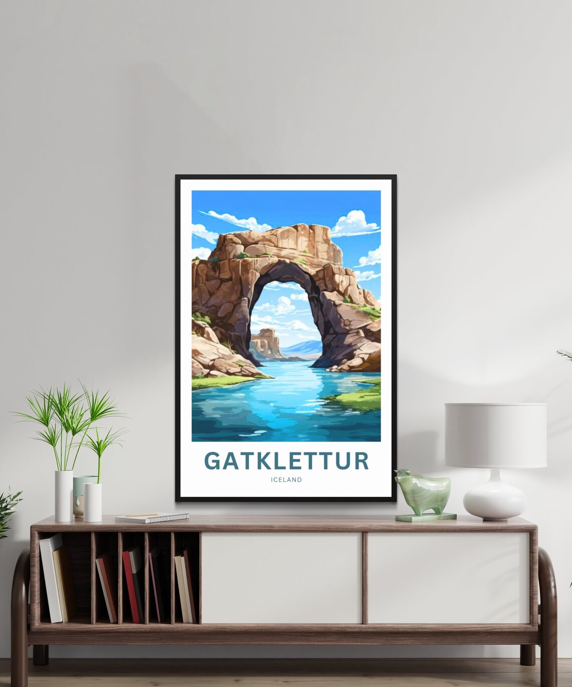 Gatklettur Iceland Red Rock Natural Arch Lagoon Travel Poster - Image 2