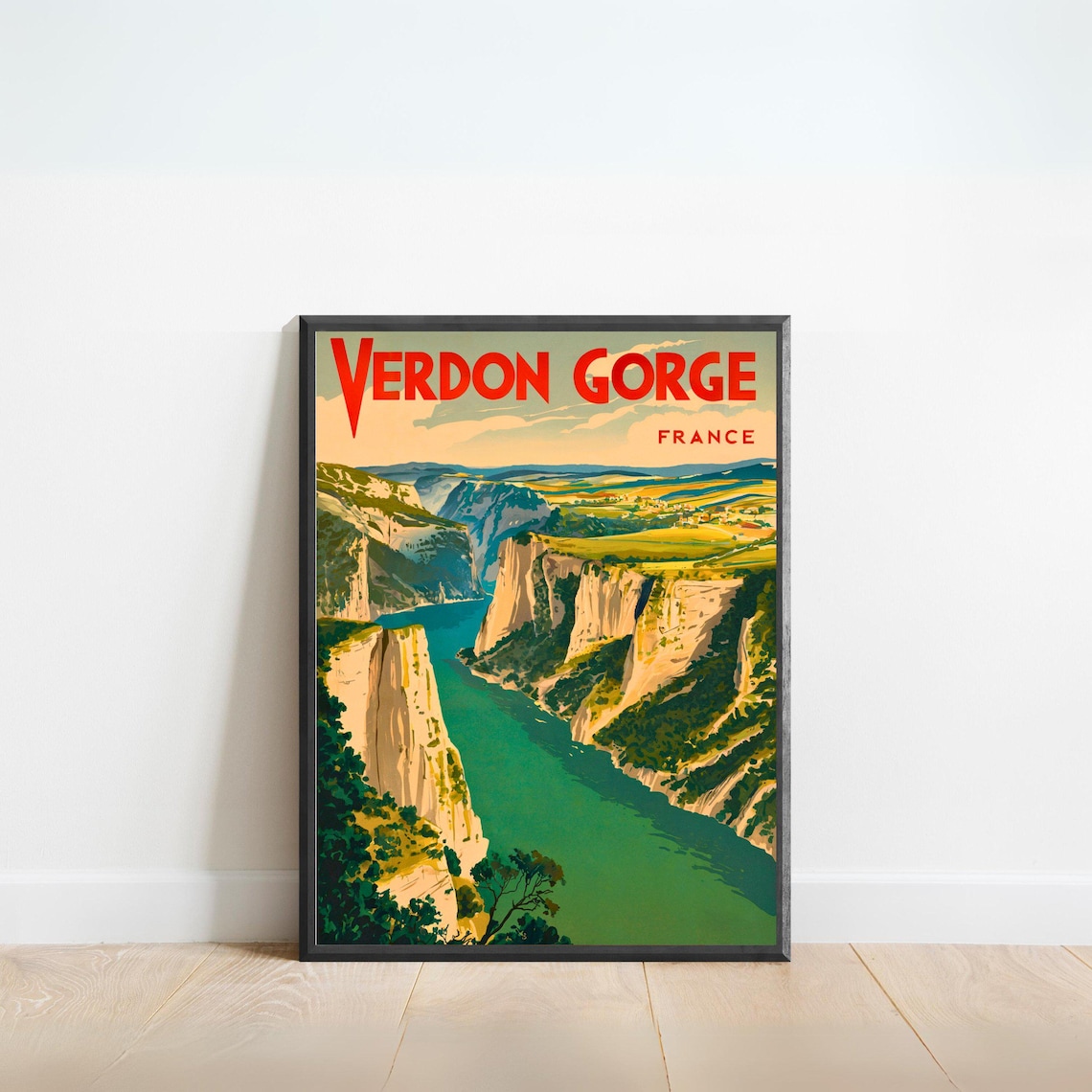 Verdon Gorge France Vintage Travel Style Canyon Overlook Poster