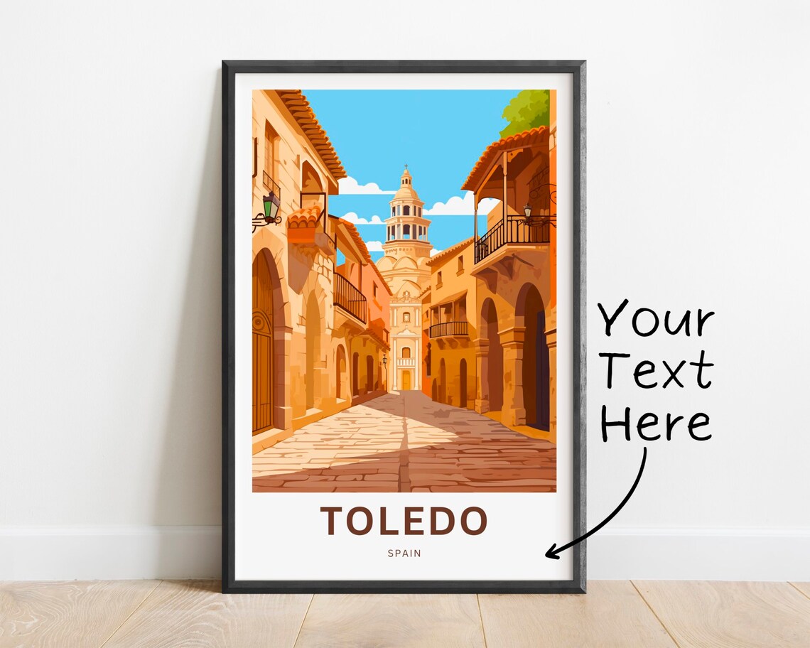 Personalized Toledo Spain Old Town Street With Church Tower Poster