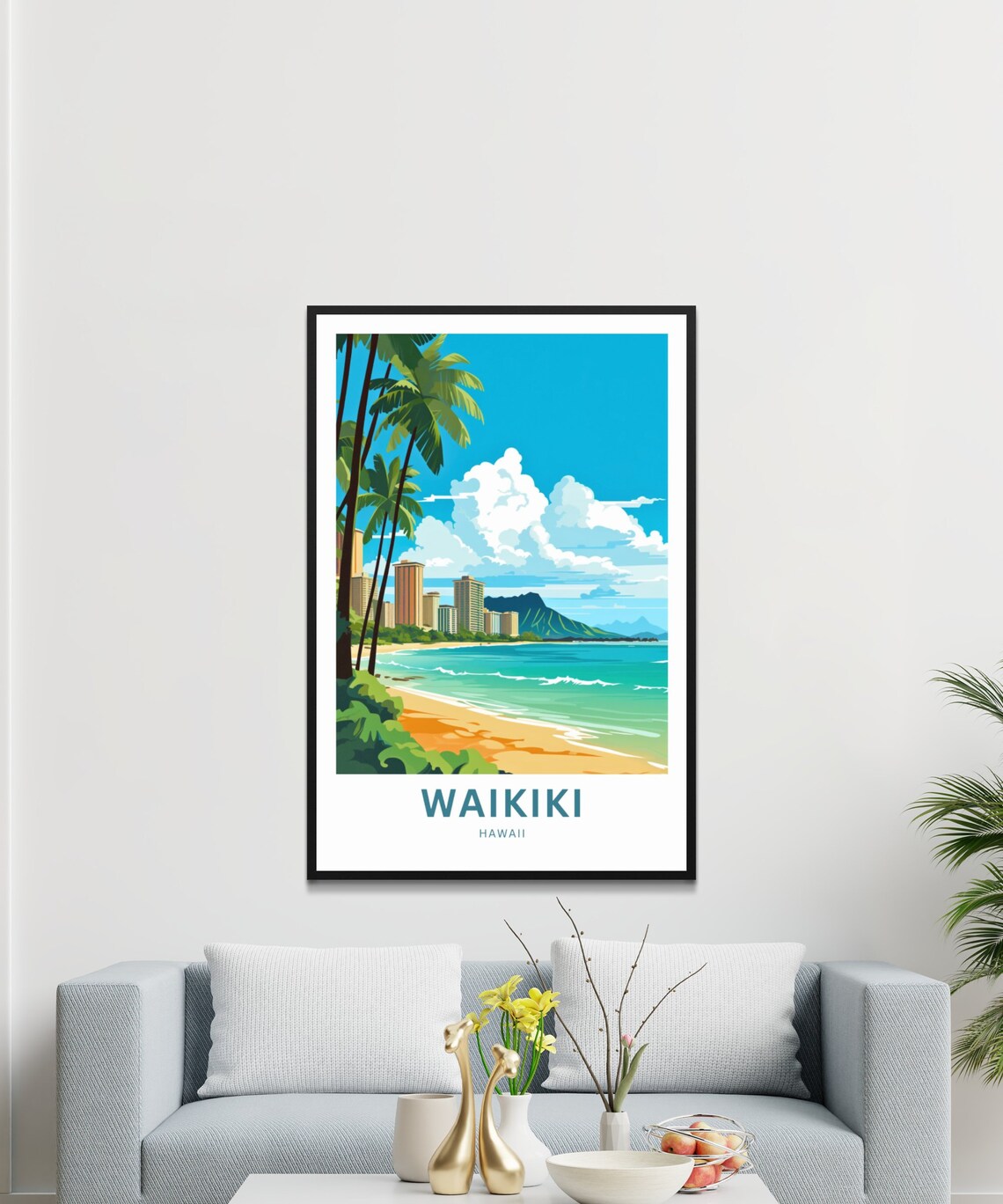 Waikiki Travel Poster, Hawaii Wall Art Print - Image 3