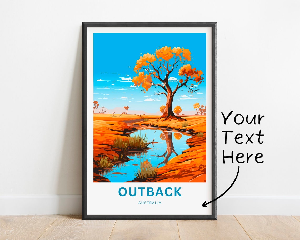 Personalized Outback Australia Red Desert Waterhole Travel Poster