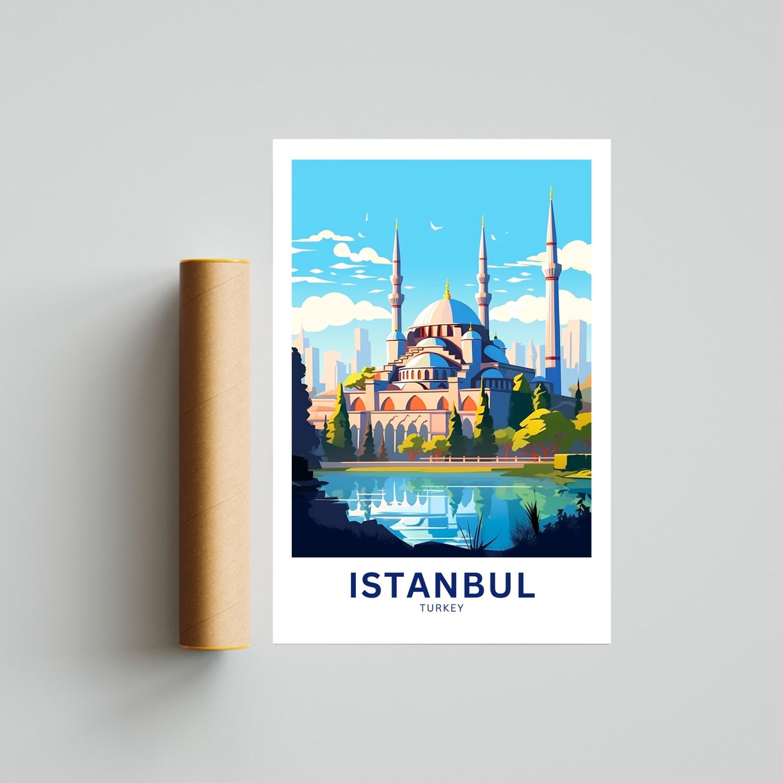 Personalized Istanbul Turkey Grand Mosque Minarets Custom Poster - Image 4