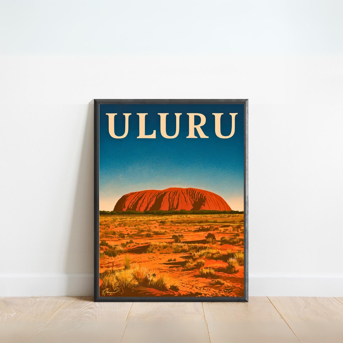 Uluru Australia Red Desert Rock Sunset Orange Outback Travel Poster