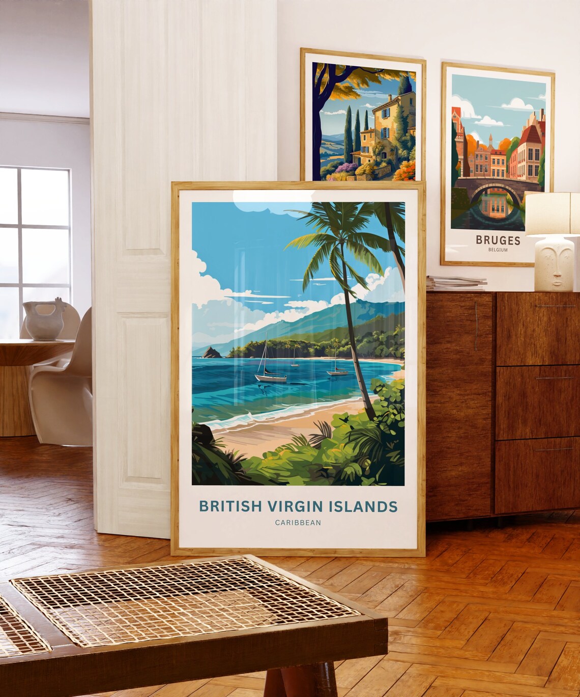 British Virgin Islands Caribbean Palm Bay Sailboats Travel Poster - Image 5