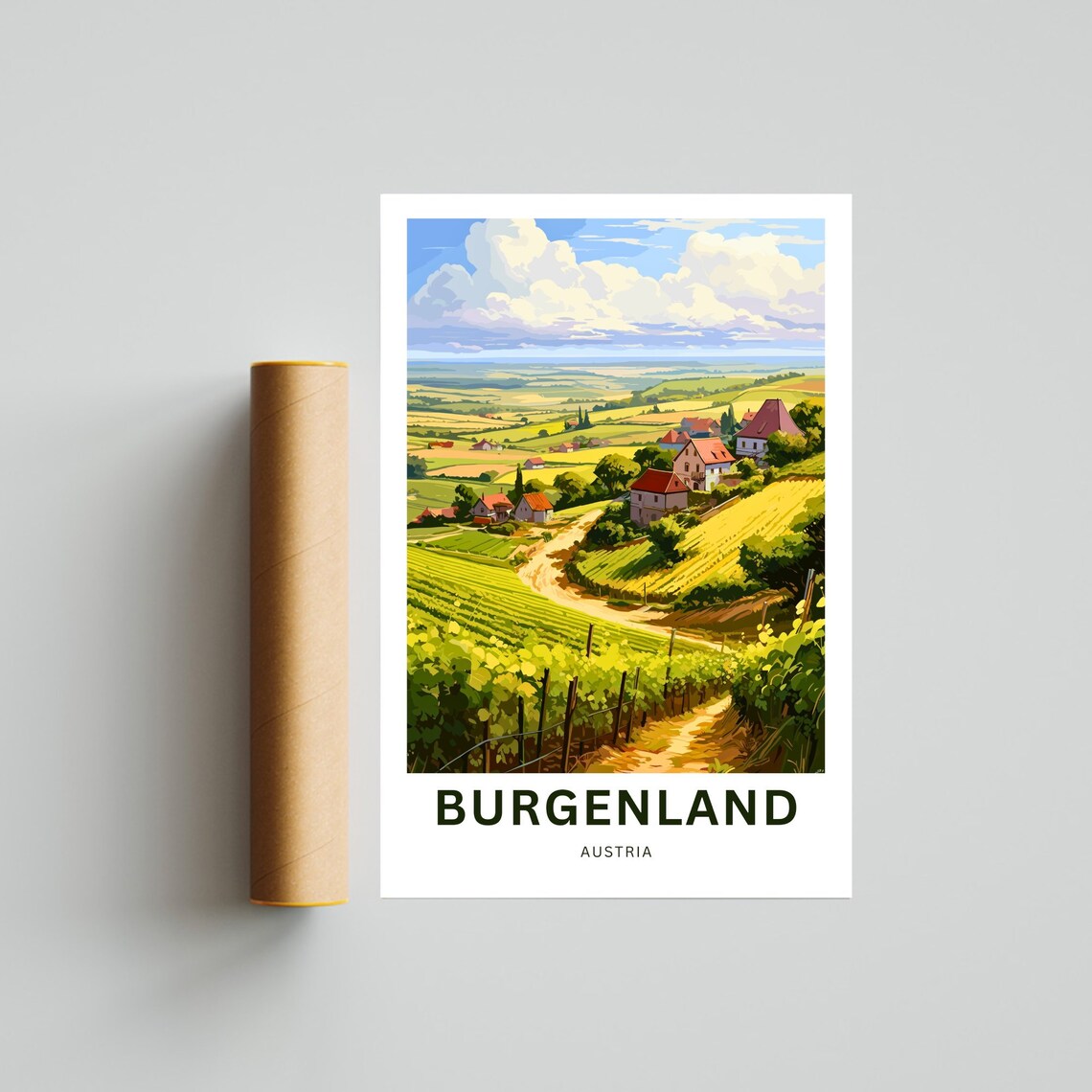 Burgenland Austria Vineyard Valley Rolling Hills Travel Poster - Image 4