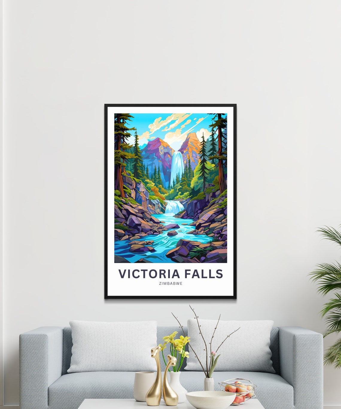 Personalized Victoria Falls Zimbabwe Turquoise River Falls Poster - Image 3