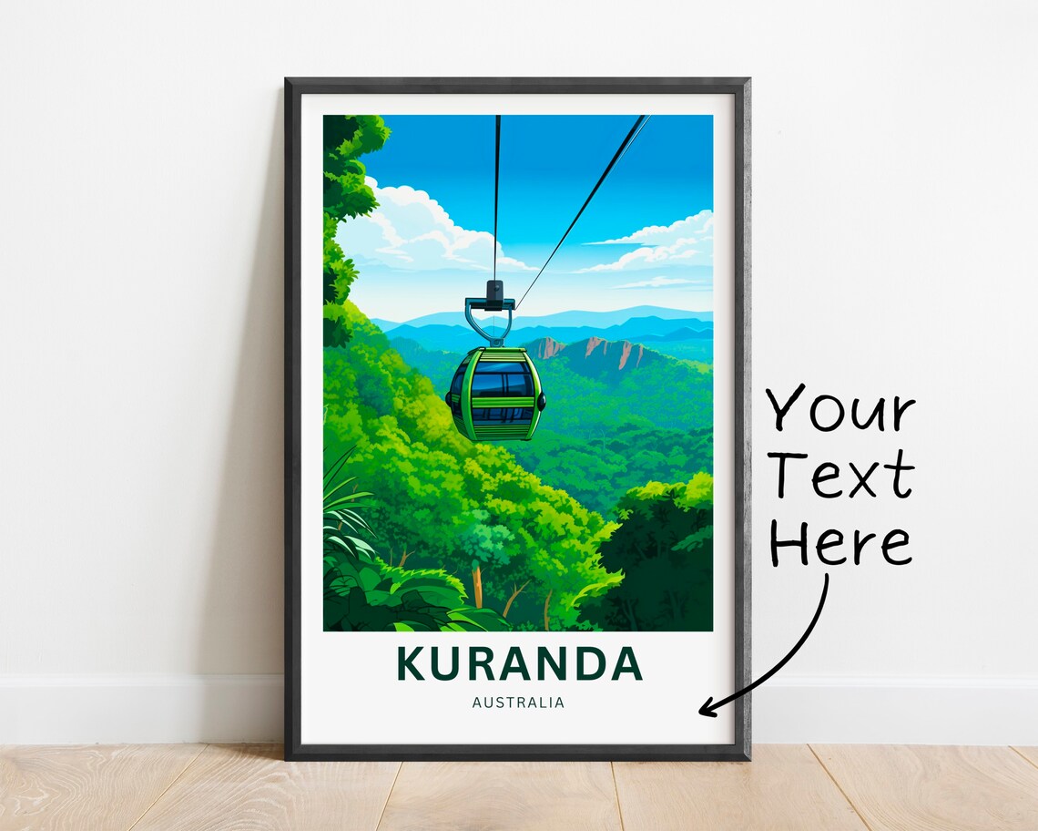 Kuranda Australia Green Gondola Ride Vintage Travel Poster Gift - Image 2