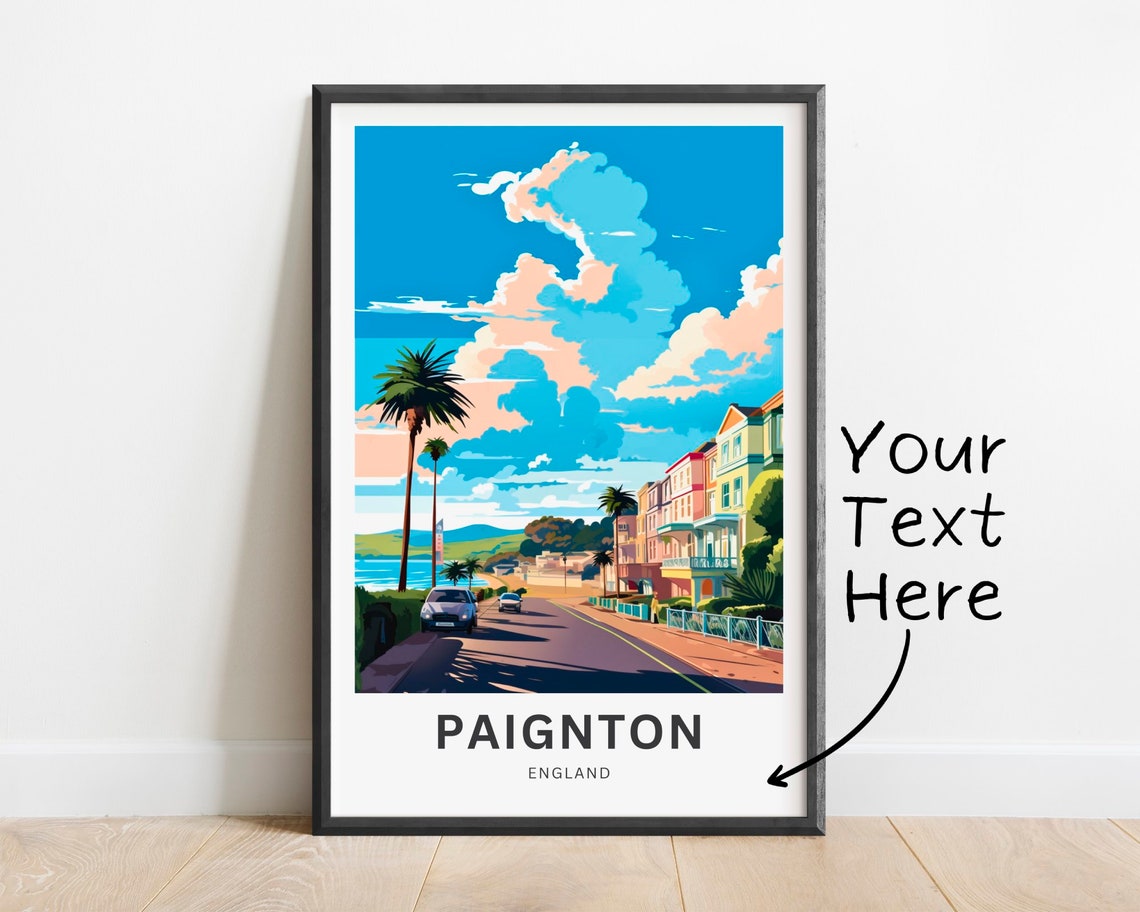 Paignton England Seafront Promenade Personalized Travel Poster