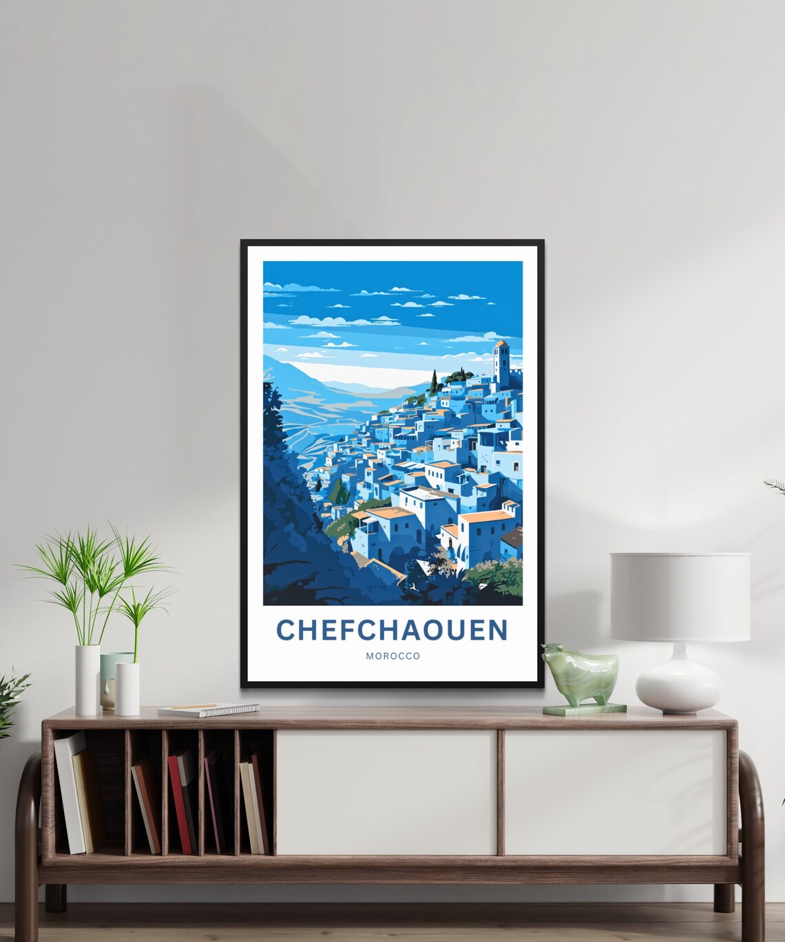 Chefchaouen Morocco Blue Medina Hillside Mountain Panorama Poster - Image 2