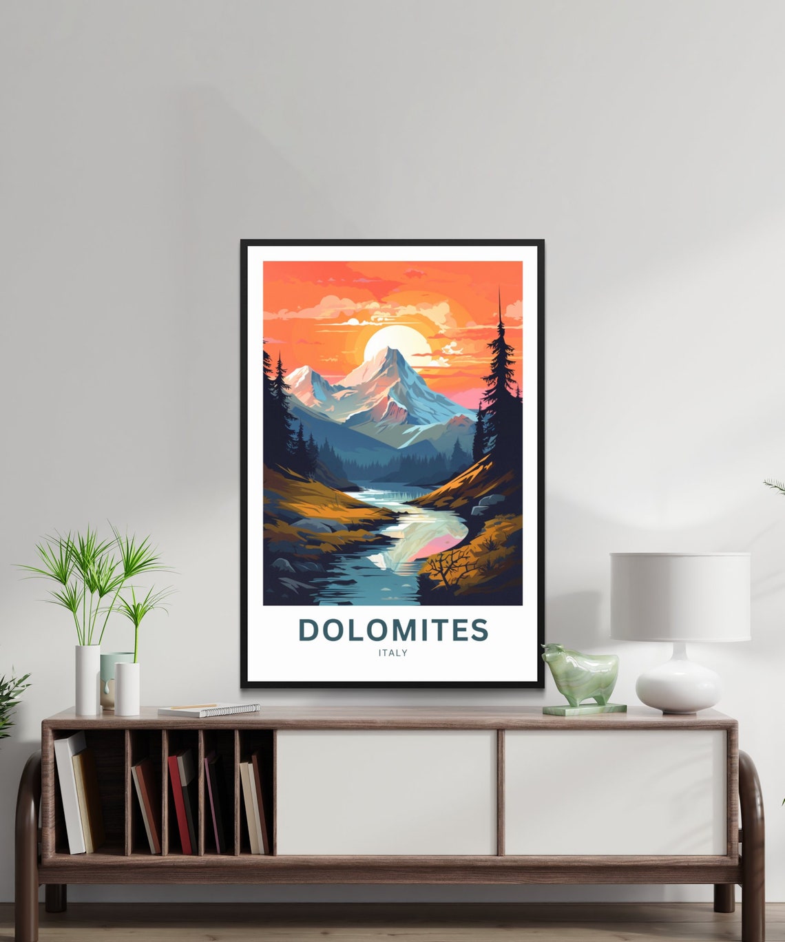 Personalized Dolomites Italy Sunset Peaks Custom Travel Poster - Image 2