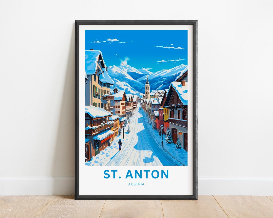 St Anton Austria Snowy Alpine Village Winter Ski Travel Poster