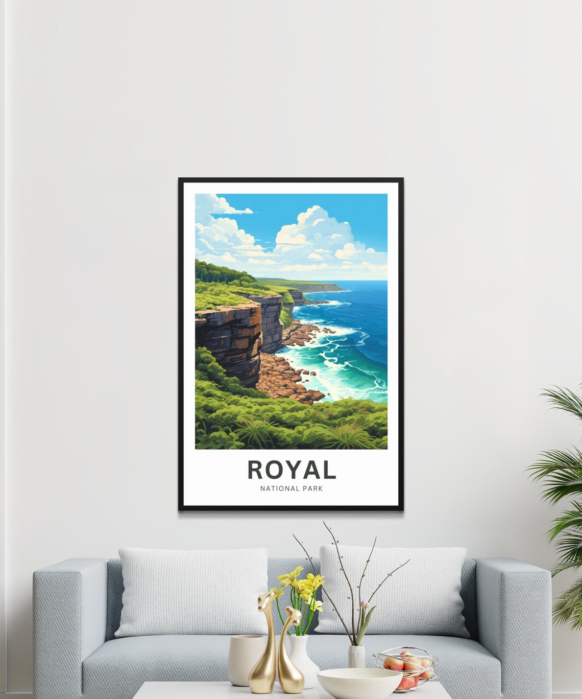 Royal National Park Lush Coastal Cliffs Illustrated Travel Poster - Image 3
