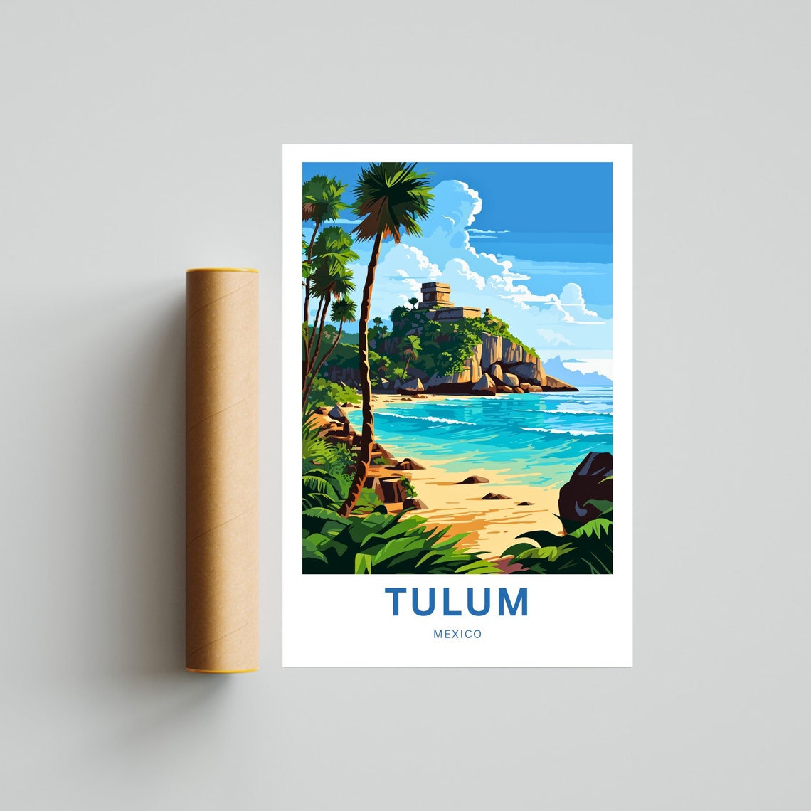 Tulum Riviera Maya Caribbean Ancient Ruins Beach Travel Poster - Image 4