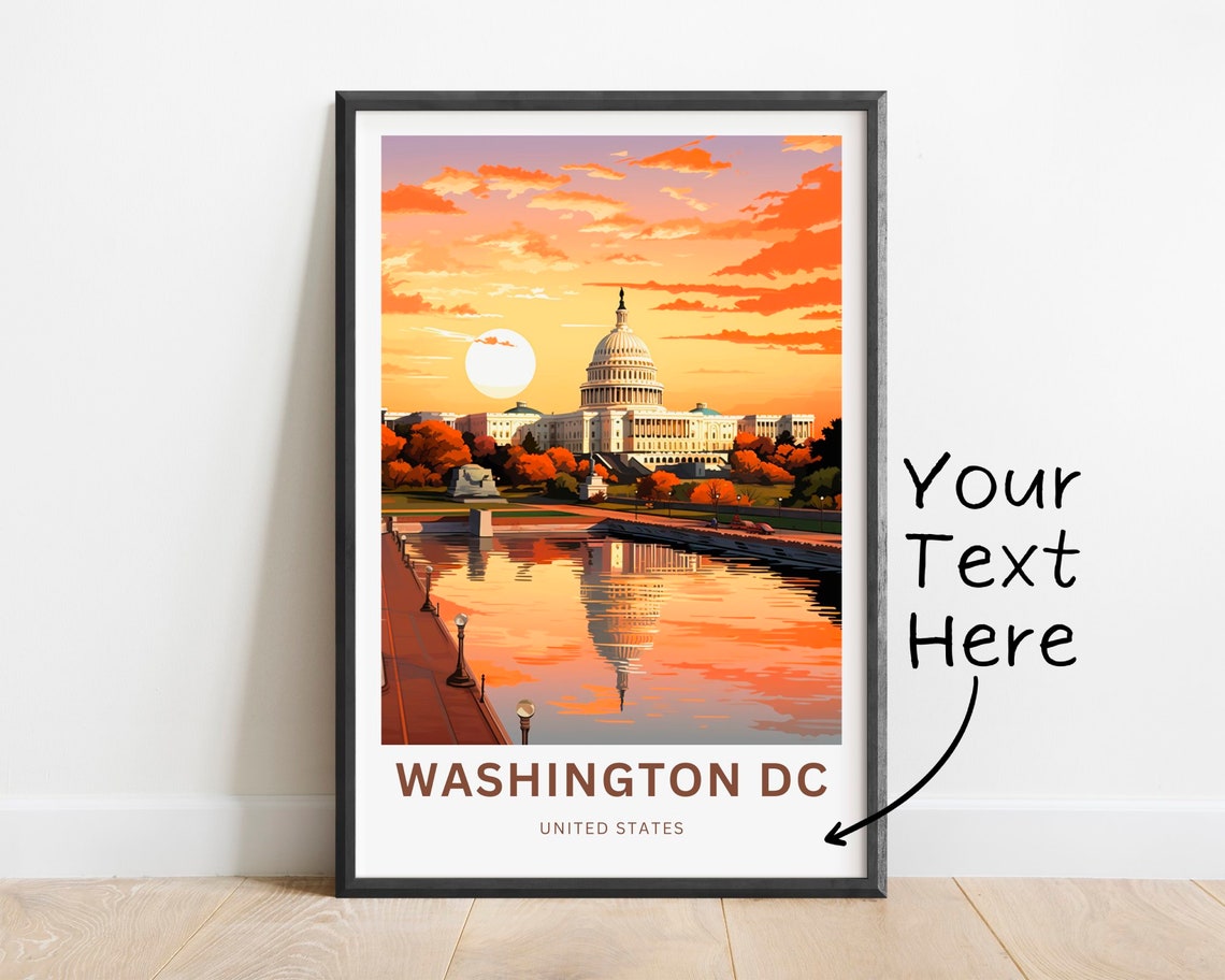 Washington DC US Capitol Sunset Reflection Personalized Poster