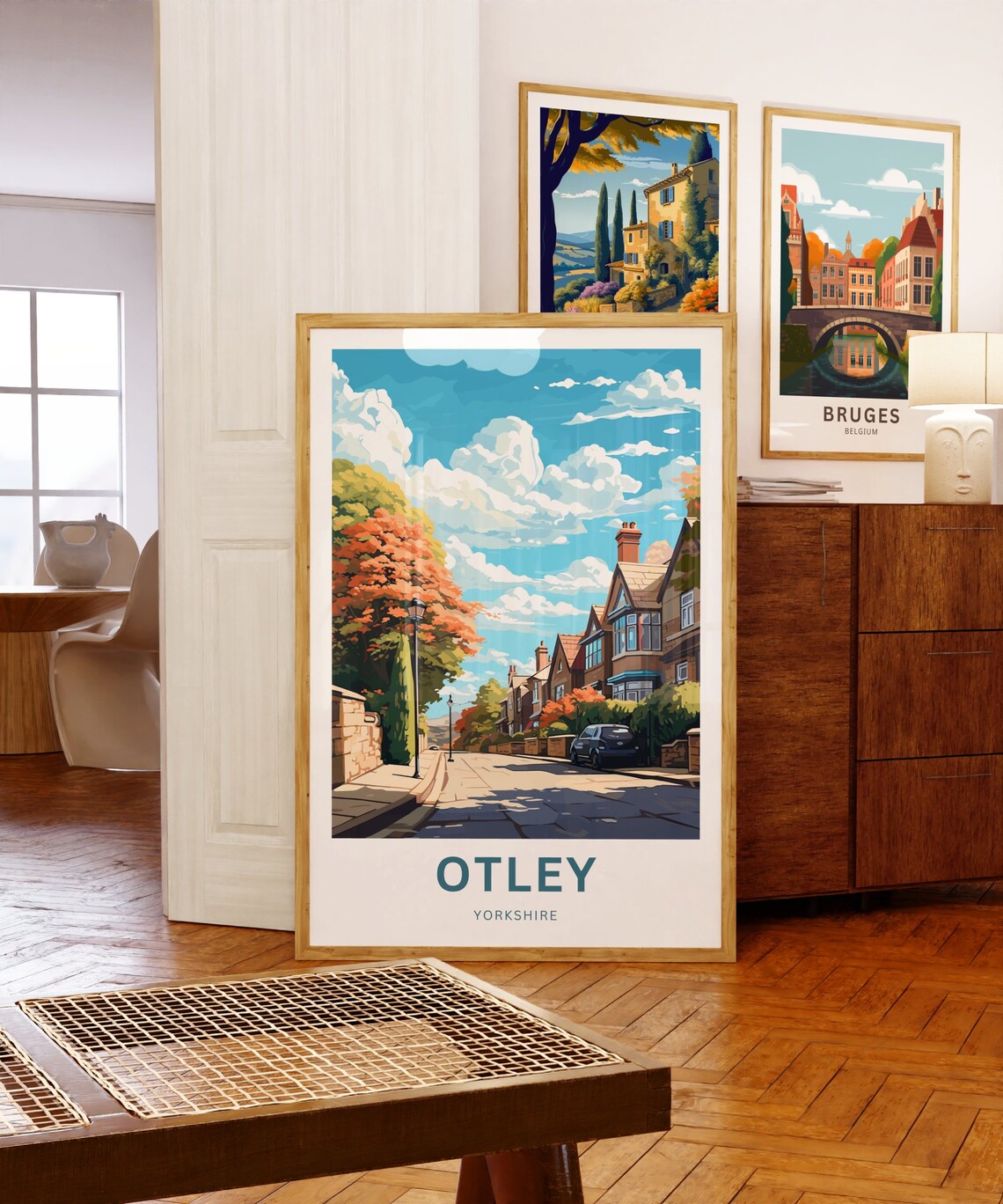 Otley Yorkshire Autumn Street Brick Houses Fall Colors Poster - Image 5