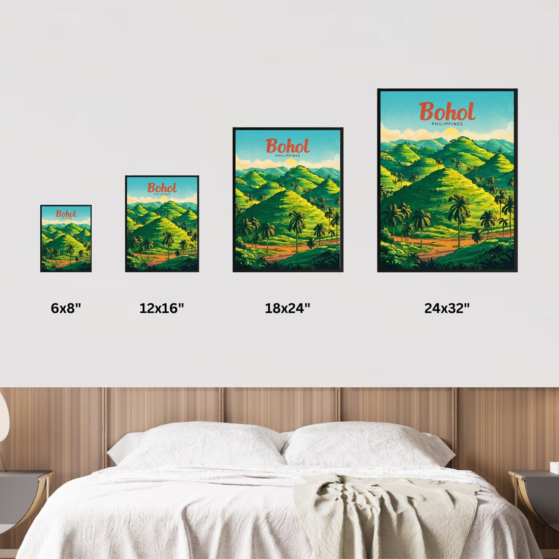 Bohol Philippines Vintage Chocolate Hills Palm Retro Travel Poster - Image 4