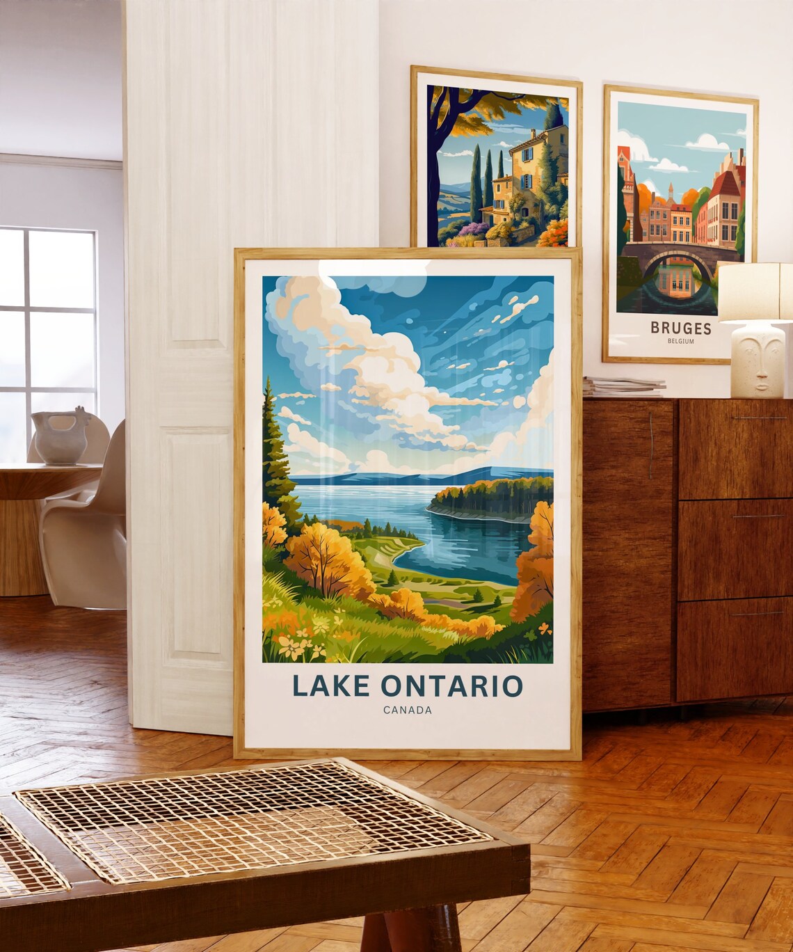 Personalized Lake Ontario Canada Poster with Autumn Lake View Art - Image 5