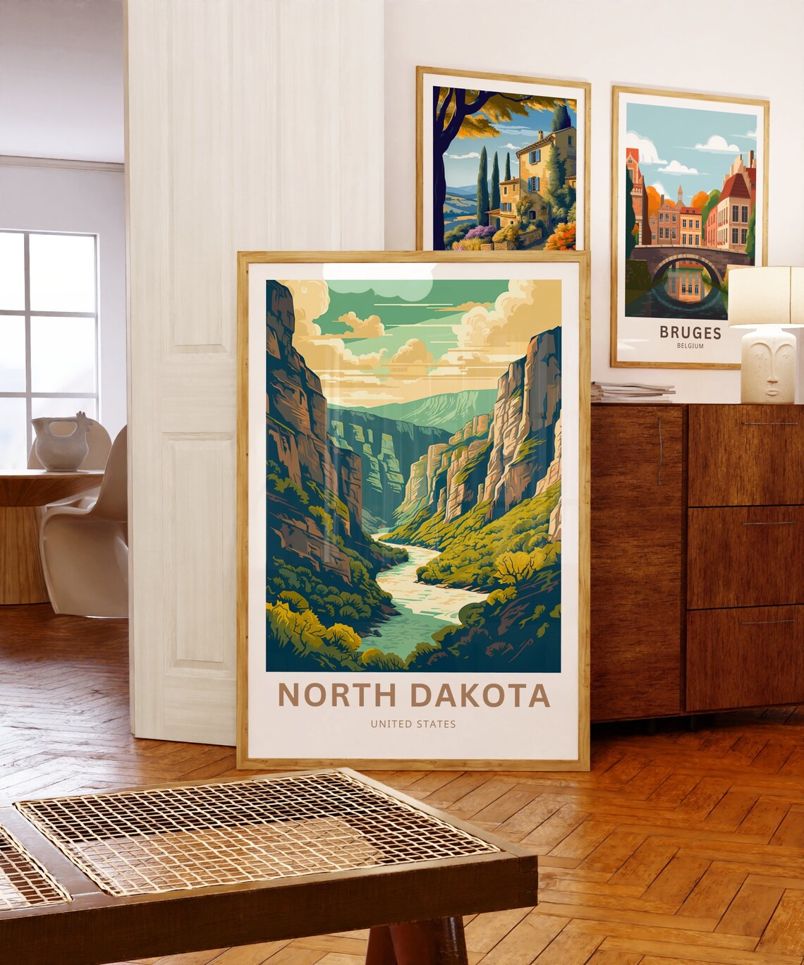 North Dakota Travel Poster, United States Travel Art - Image 5