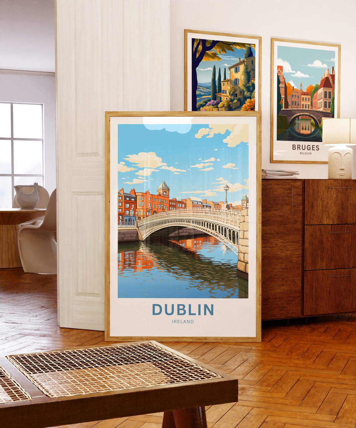 Personalized Dublin Ireland Hapenny Bridge River Warm Poster - Image 5