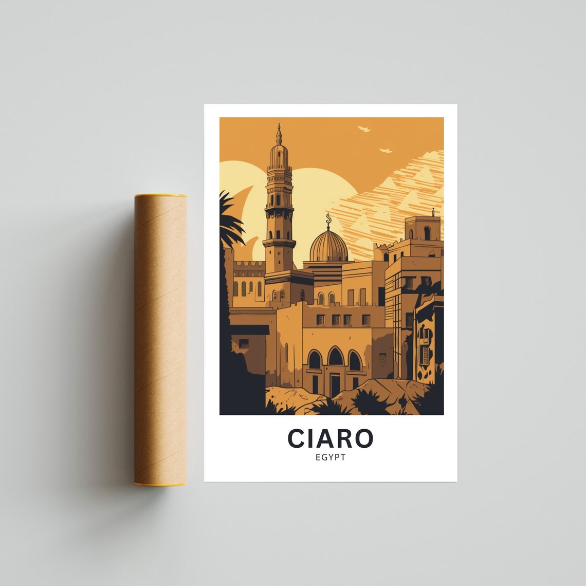 Cairo Egypt Historic Mosque Minaret Golden Sunset Scene Poster - Image 5