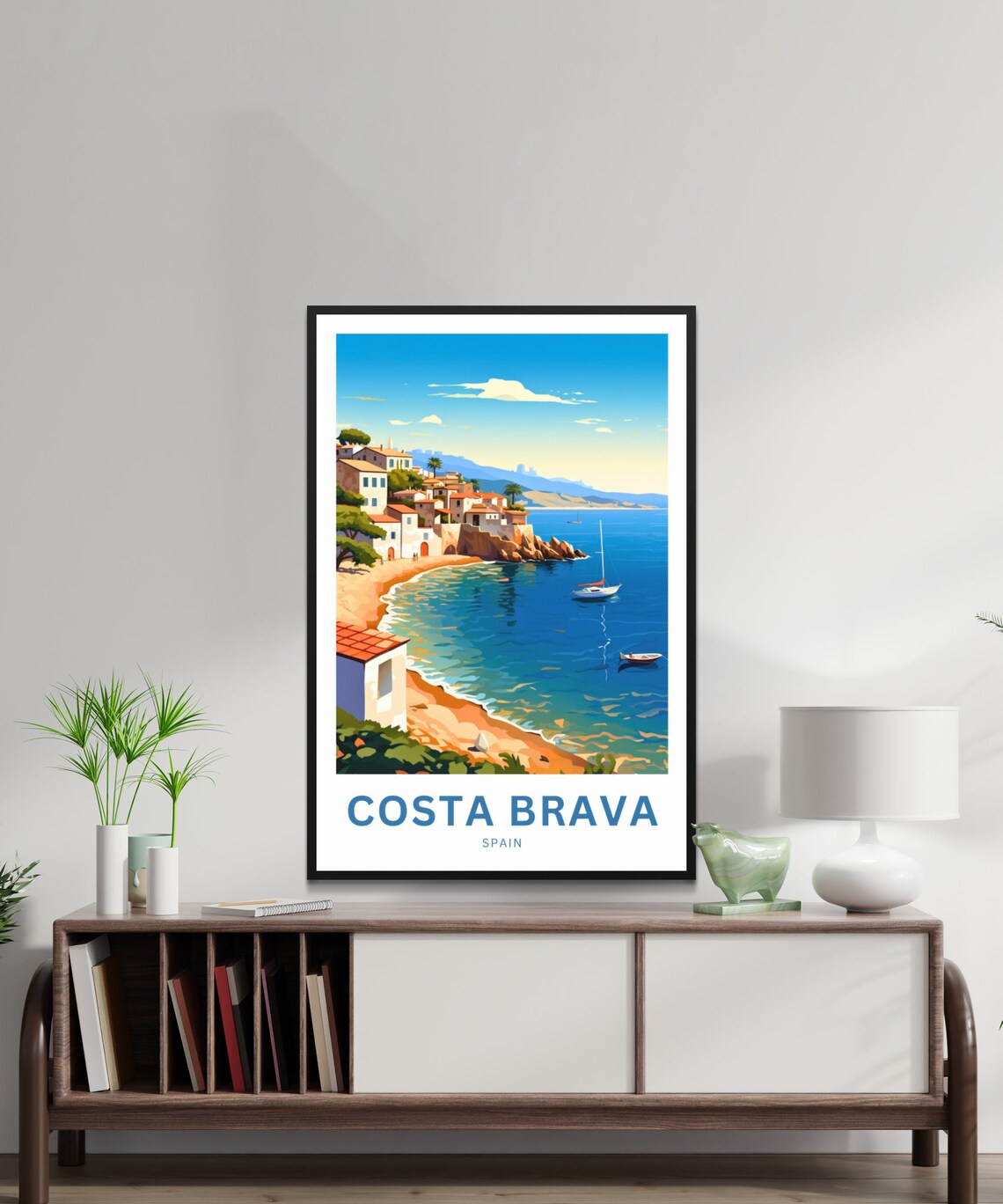 Costa Brava Spain Fishing Village Cove Turquoise Bay Scene Poster - Image 2
