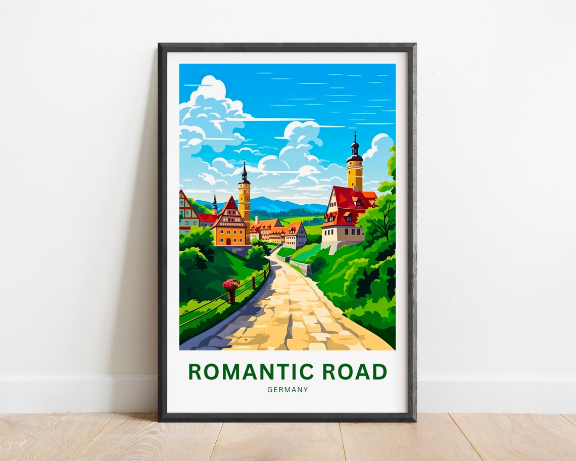 Romantic Road Germany Medieval Village Cobblestone Travel Poster
