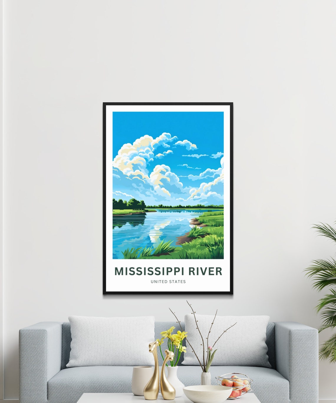 Mississippi River Dramatic Cloud Landscape Vintage Travel Poster - Image 3