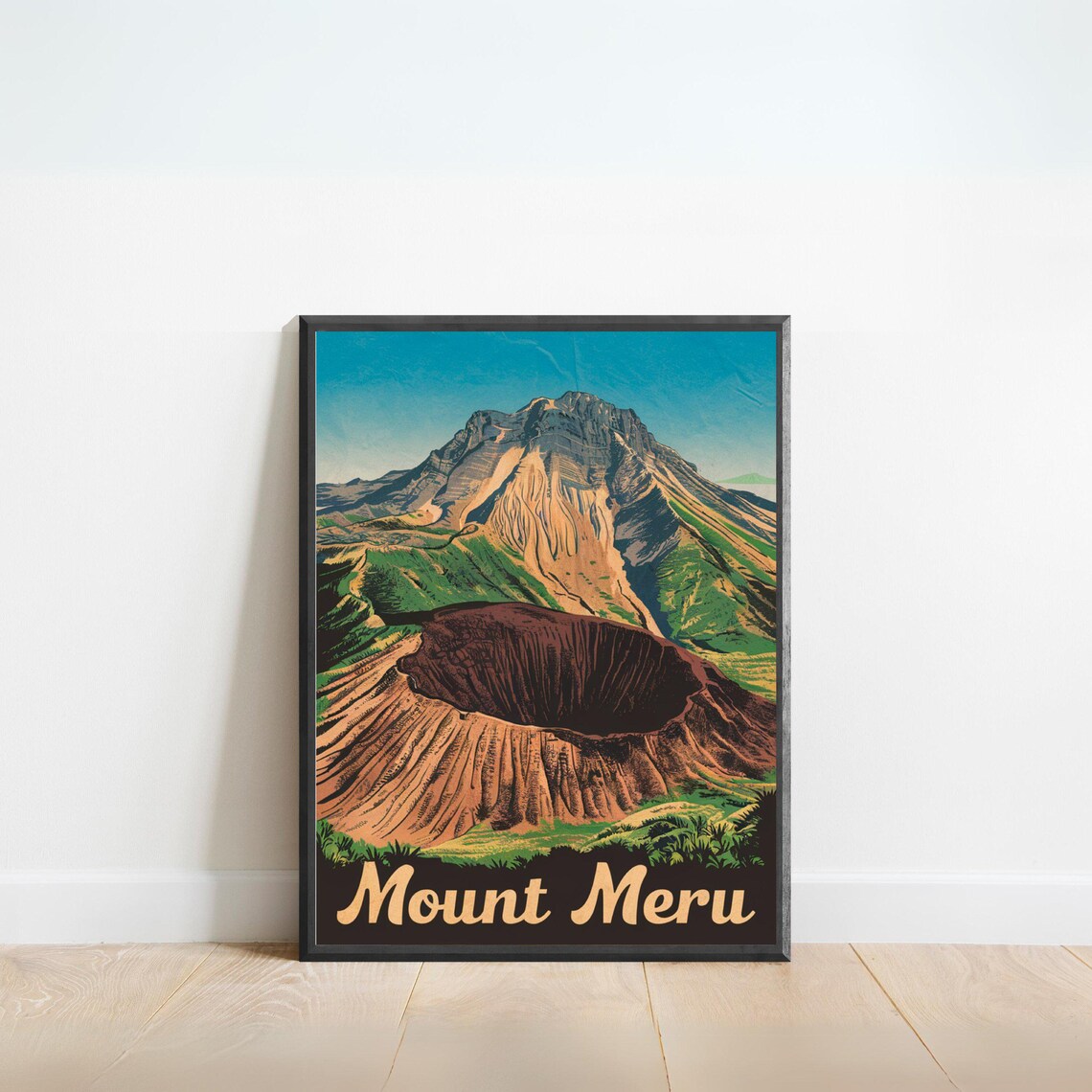 Mount Meru Vintage Travel Poster, Tanzania Art Print