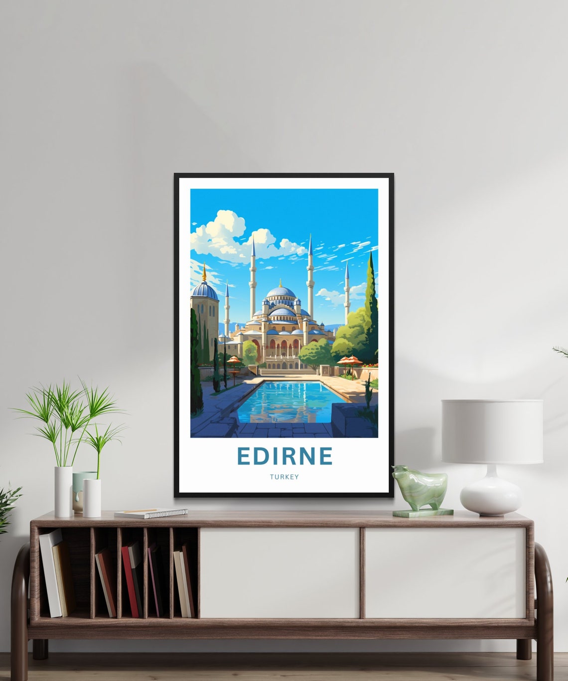 Edirne Turkey Selimiye Mosque Domes and Minarets Travel Poster - Image 2
