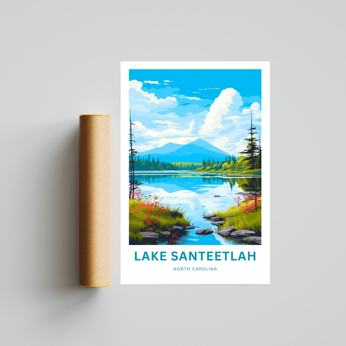 Lake Santeetlah North Carolina Mountain Personalized Travel Poster - Image 4