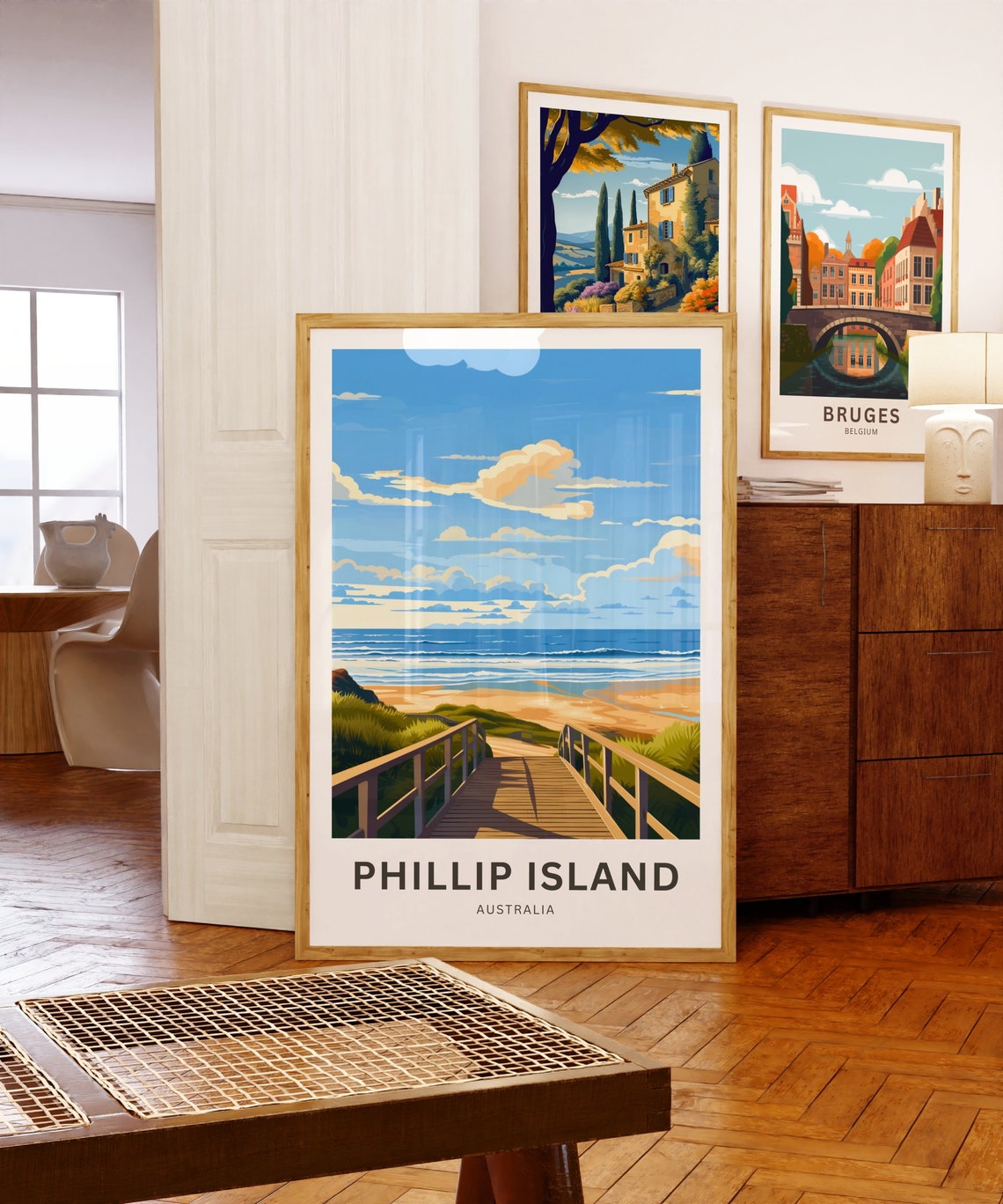 Phillip Island Australia Golden Hour Boardwalk Custom Text Poster - Image 5