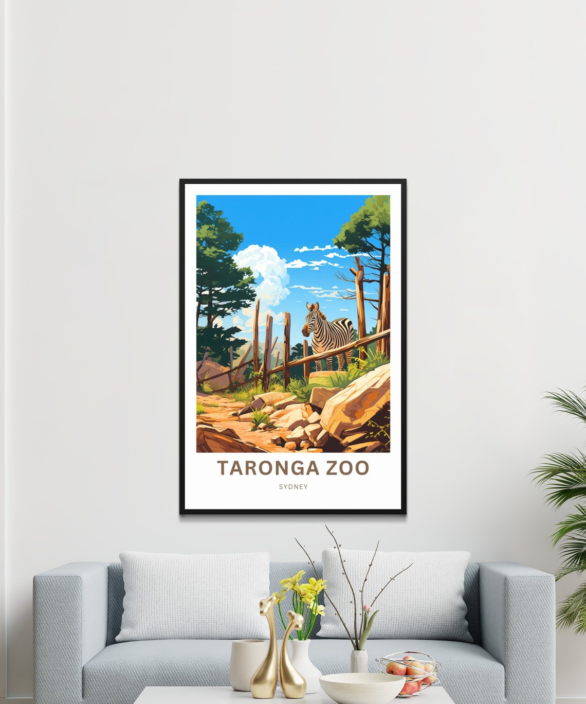 Taronga Zoo Sydney Zebra Among Rocks Illustration Travel Poster - Image 3
