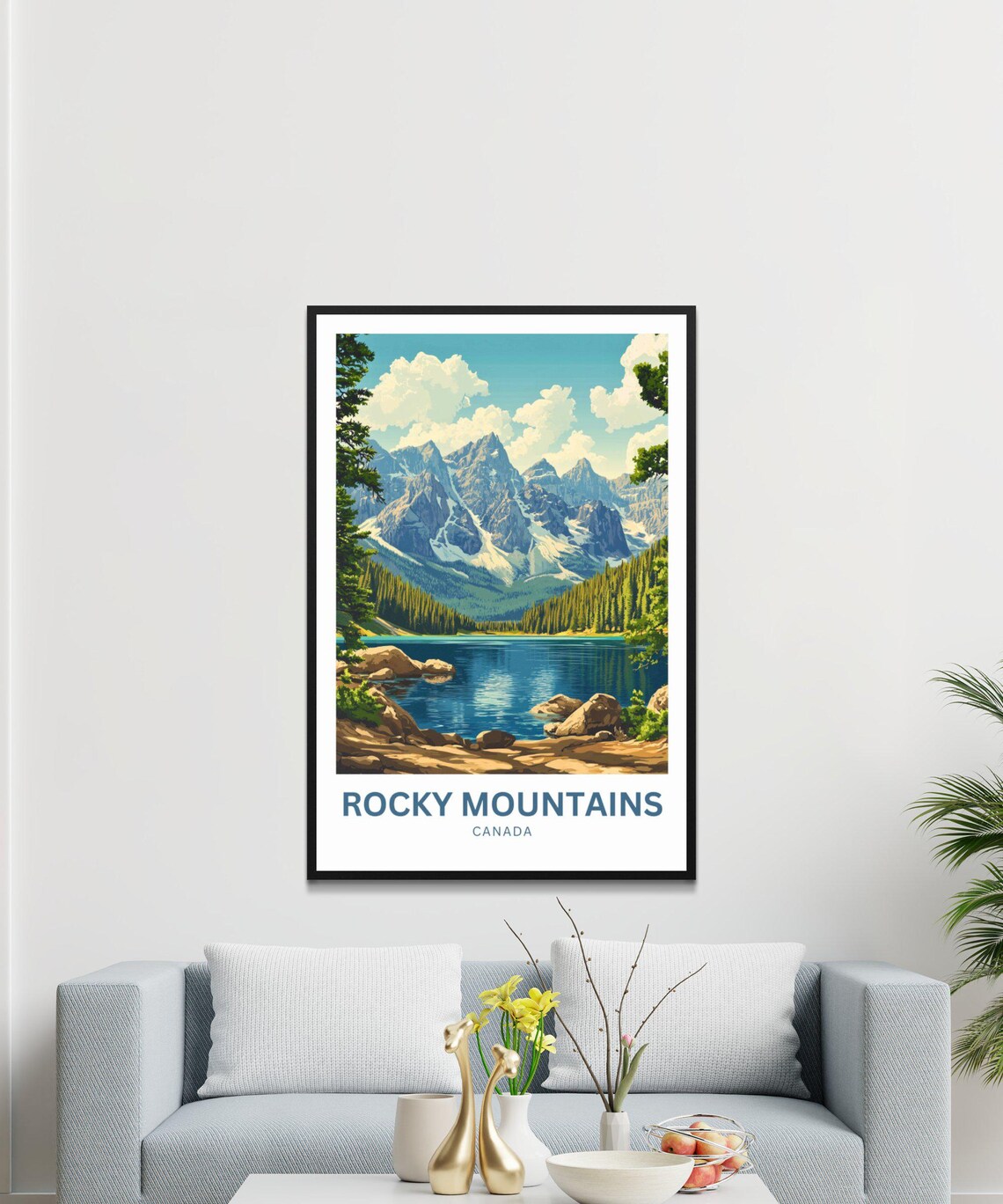 Rocky Mountains Canada Alpine Lake Peak View Vintage Travel Poster - Image 3