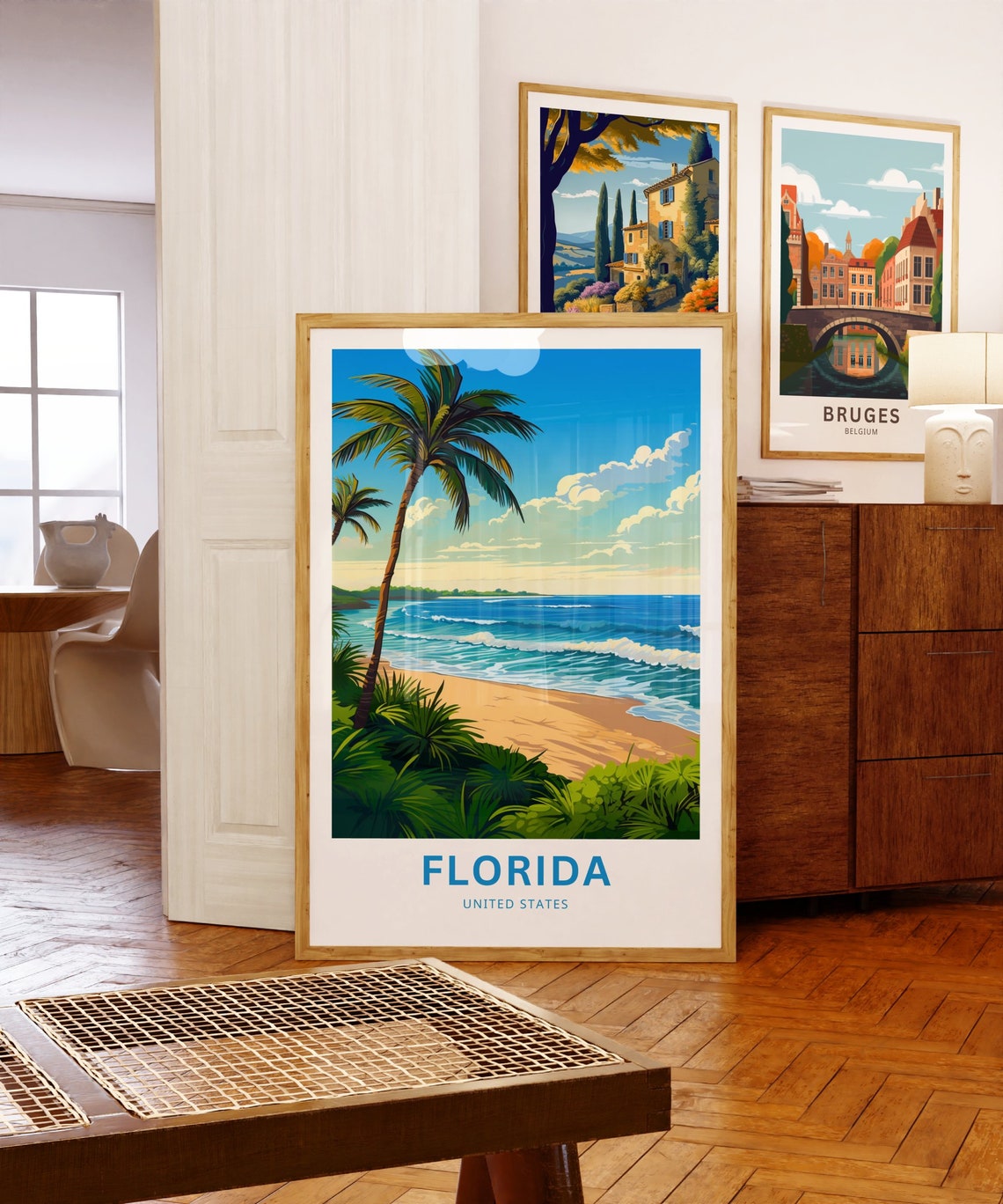 Florida Beach Palm Trees Ocean Tropical Personalized Travel Poster - Image 5