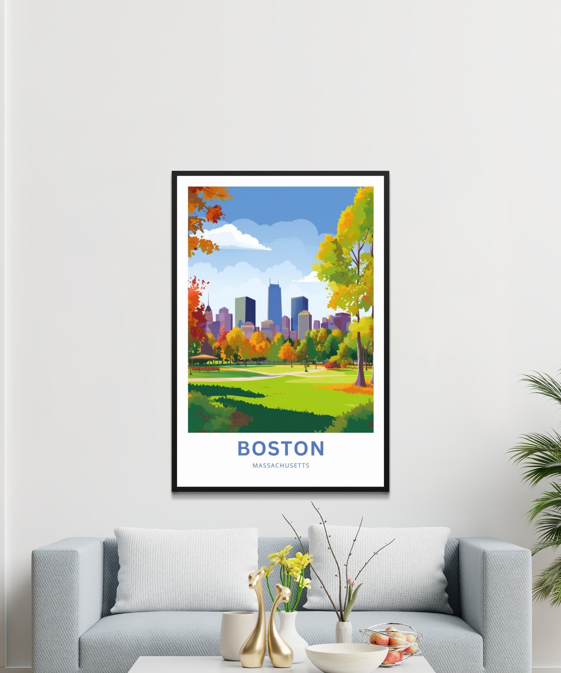 Boston Massachusetts Fall Foliage Park Personalized Travel Poster - Image 3