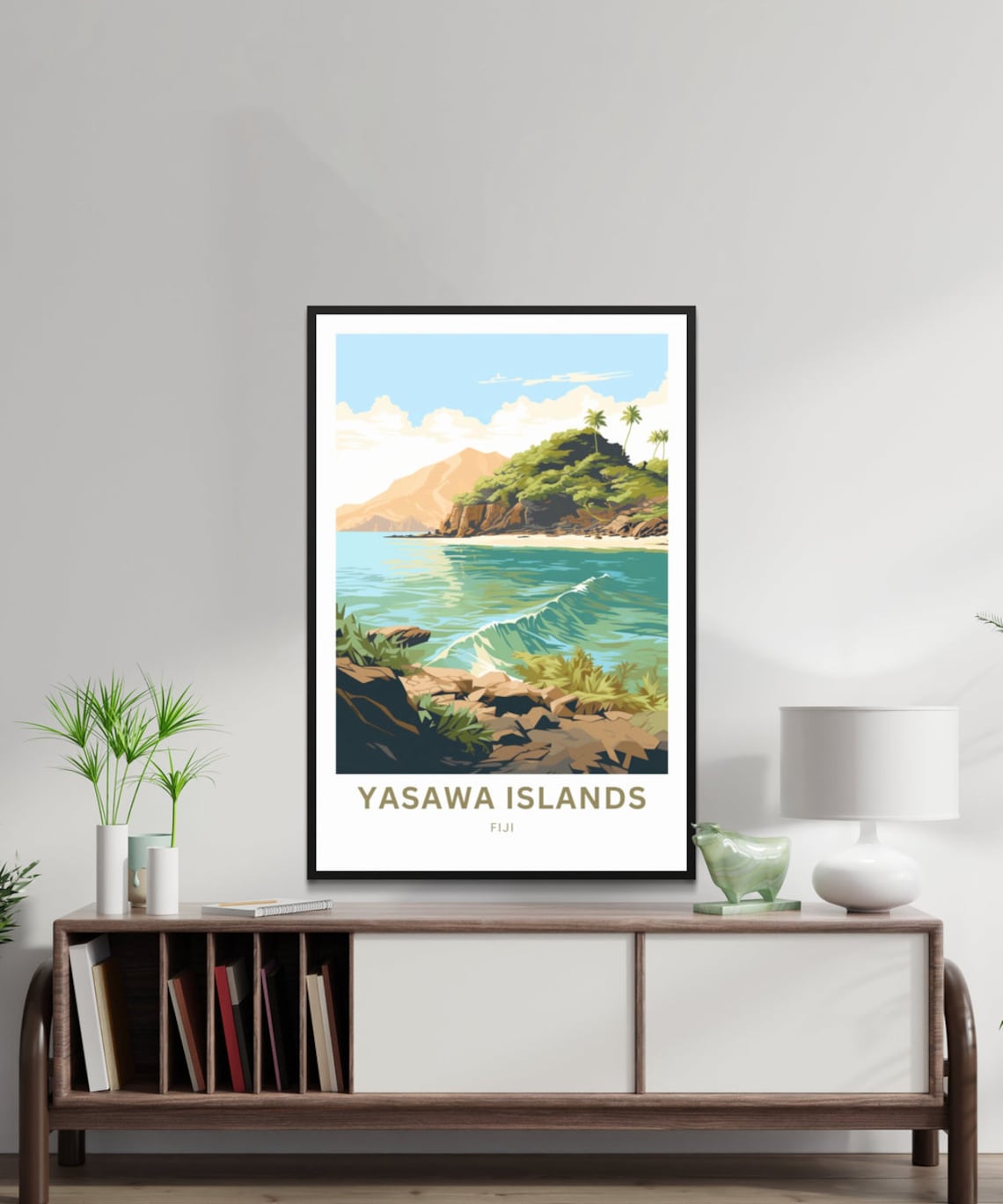 Yasawa Islands Fiji Tropical Bay Palm Islands Scenic Travel Poster - Image 2