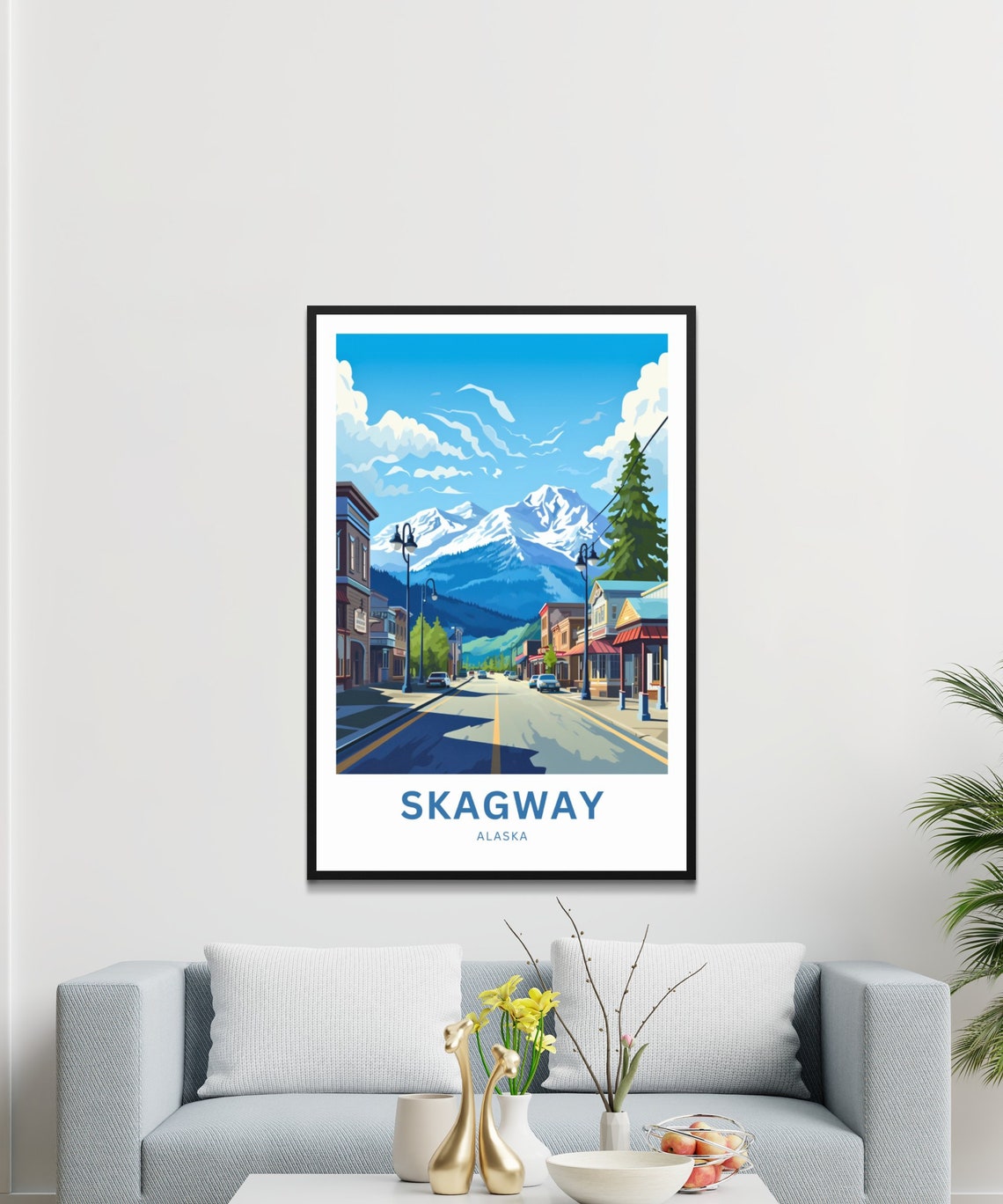 Skagway Alaska Downtown Street Big Snowy Mountain View Poster - Image 2
