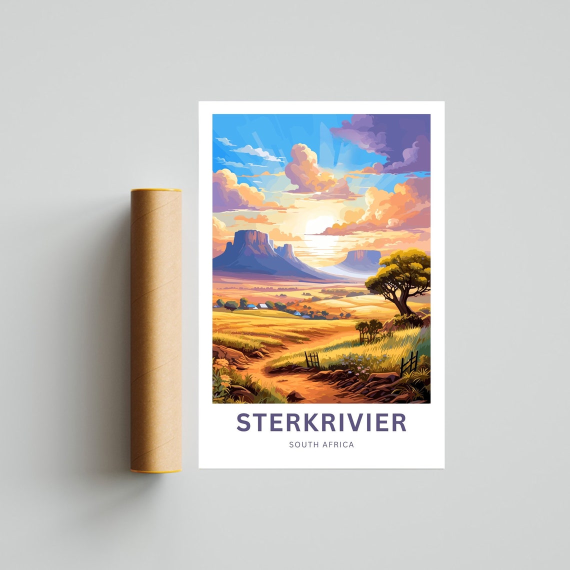 Sterkrivier South Africa Sunset Mesas Golden Plains Panorama Poster - Image 4