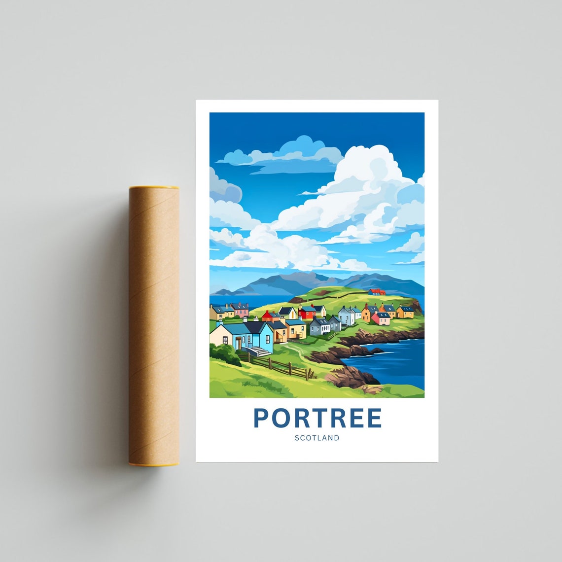 Portree Scotland Cottages Personalized Custom Text Gift Poster - Image 4