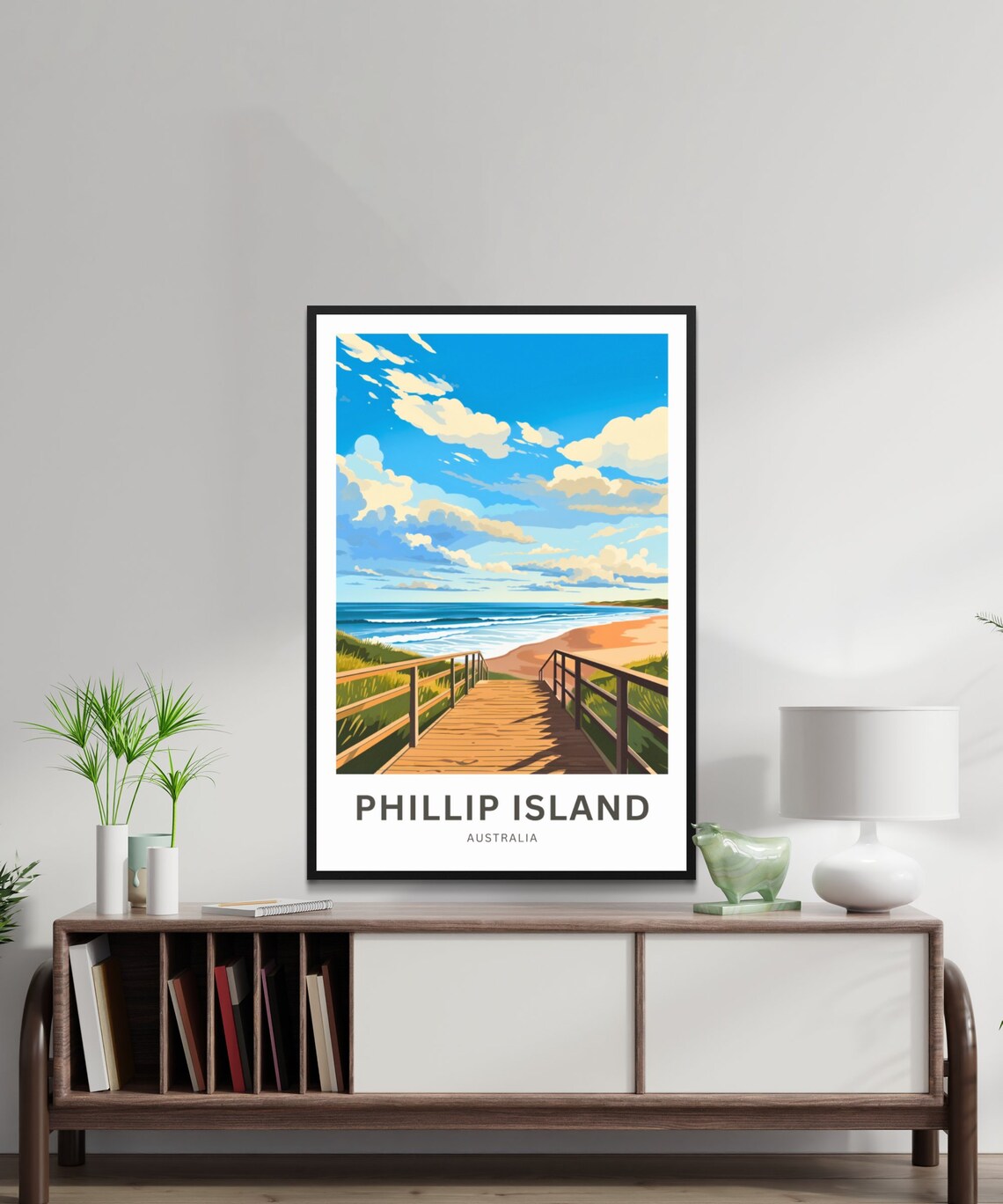 Phillip Island Australia Boardwalk Ocean Horizon Custom Text Poster - Image 2