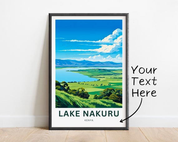 Personalized Lake Nakuru Travel Print Lake Nakuru Poster Kenya Wall Art Framed Present Gift Africa Present