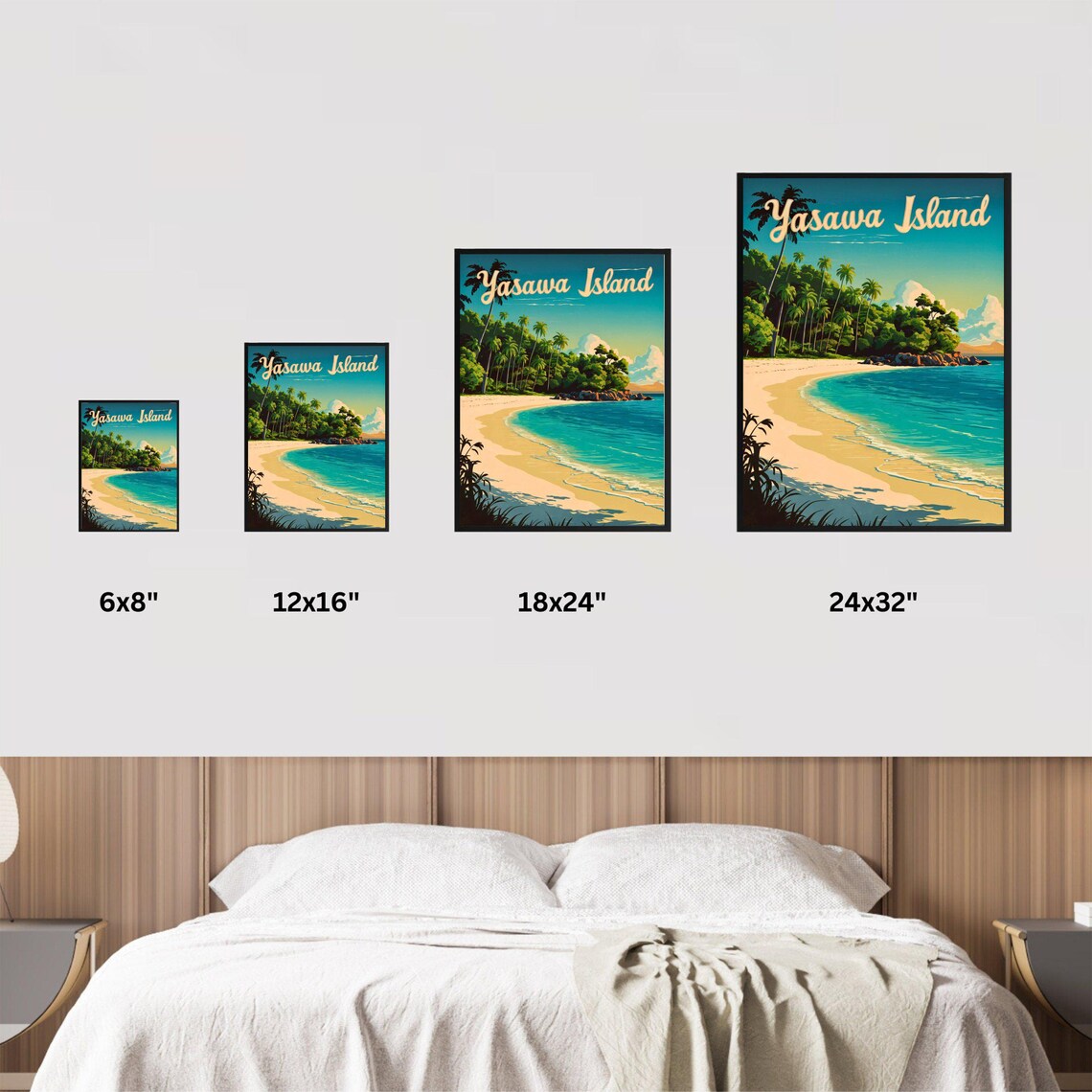 Yasawa Island Fiji Tropical Beach Palms Vintage Travel Poster - Image 4